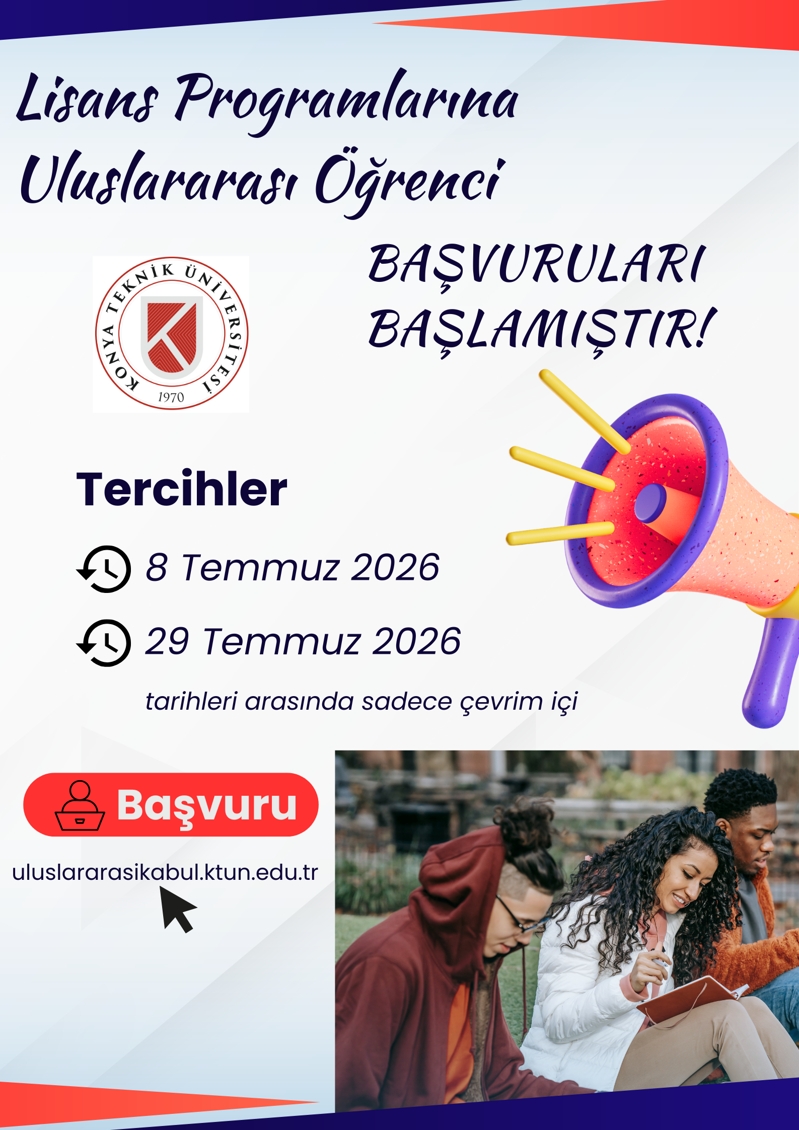 LİSANS PROGRAMLARINA ULUSLARARASI ÖĞRENCİ BAŞVURULARI BAŞLADI!